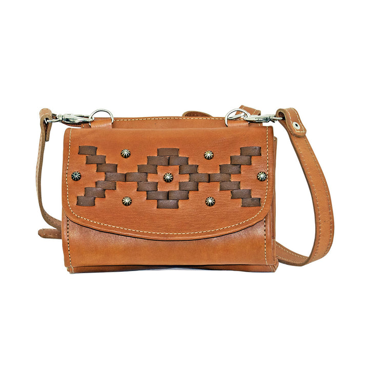 Tribal Weave Crossbody Bag/Wallet Natural Tan