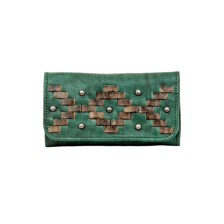 Tribal Weave Ladies' Tri-Fold Wallet Marine Turquoise