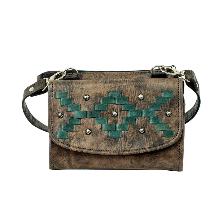 Tribal Weave Crossbody Bag/Wallet Distressed Charcoal