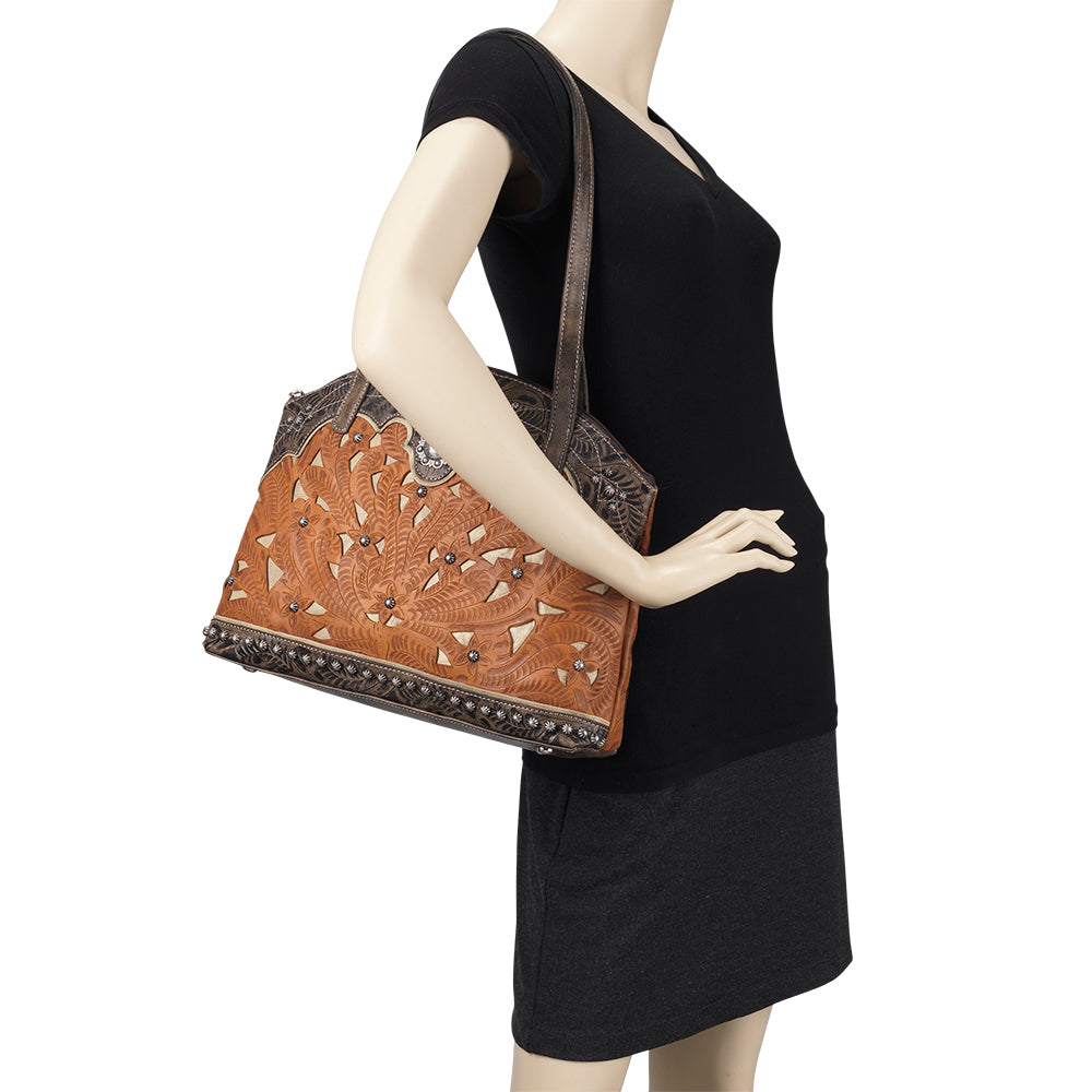 Annie's Secret Zip Top Half Moon Tote With Secret Compartment