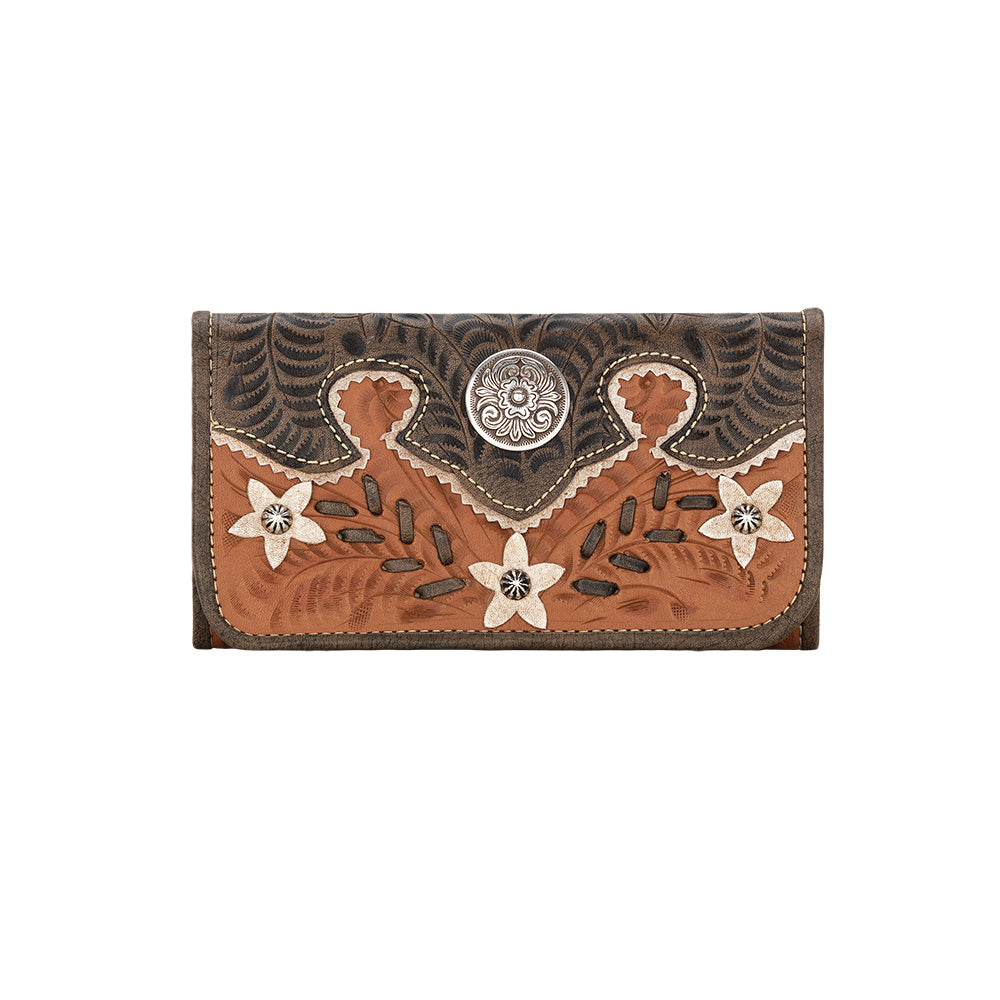 Desert Wildflower Ladies' Tri-Fold Wallet Natural Tan