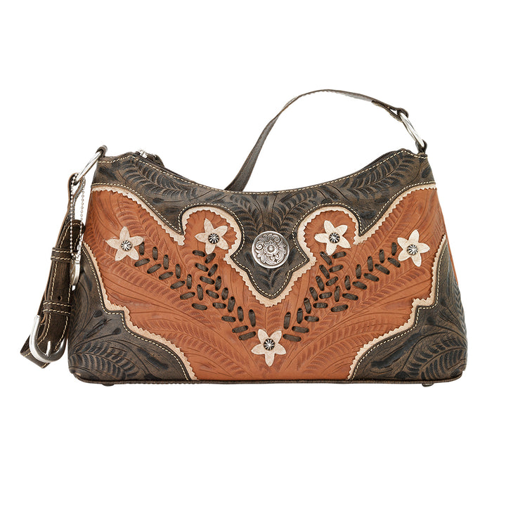 Desert Wildflower Zip-Top Shoulder Bag Natural Tan