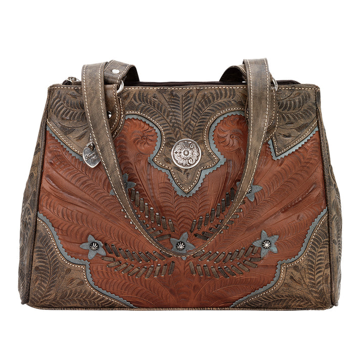 Desert Wildflower Multi-Compartment Organizer Tote Antique Brown