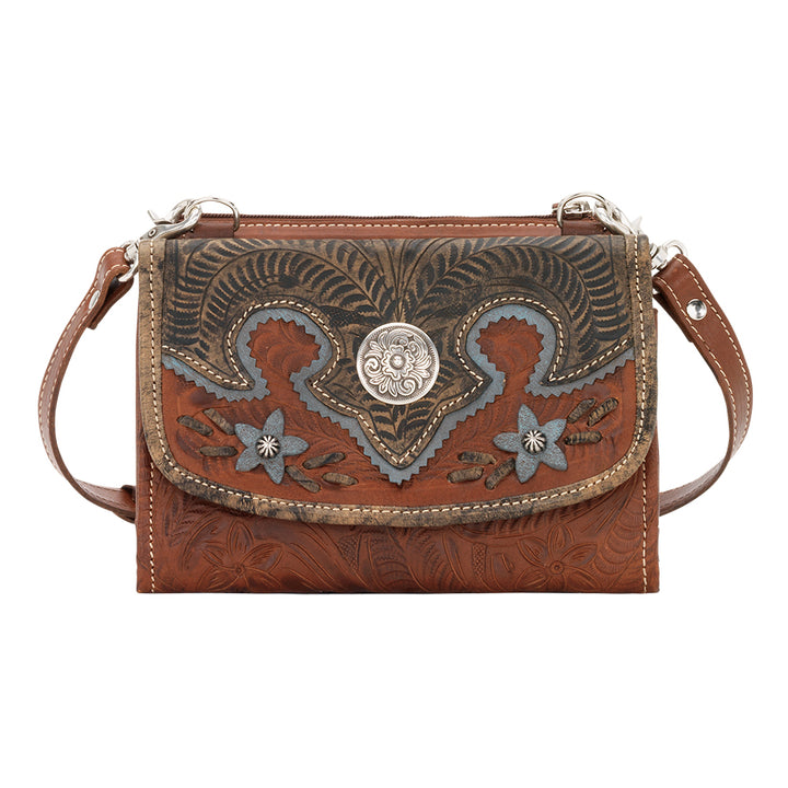 Desert Wildflower Texas Two Step Crossbody Bag/Wallet Antique Brown