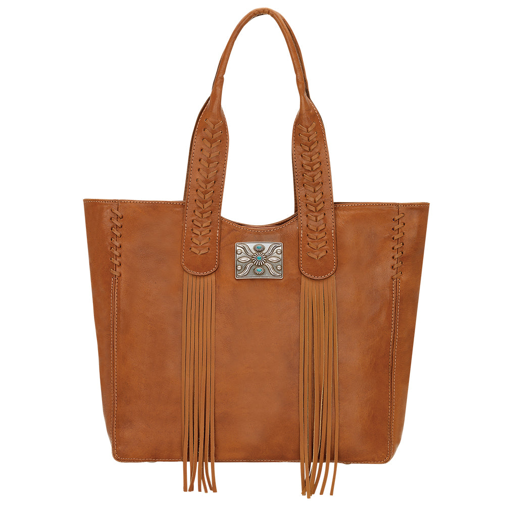 American West handbag purse described as Mohave Canyon Large Zip Top Tote Natural Tan