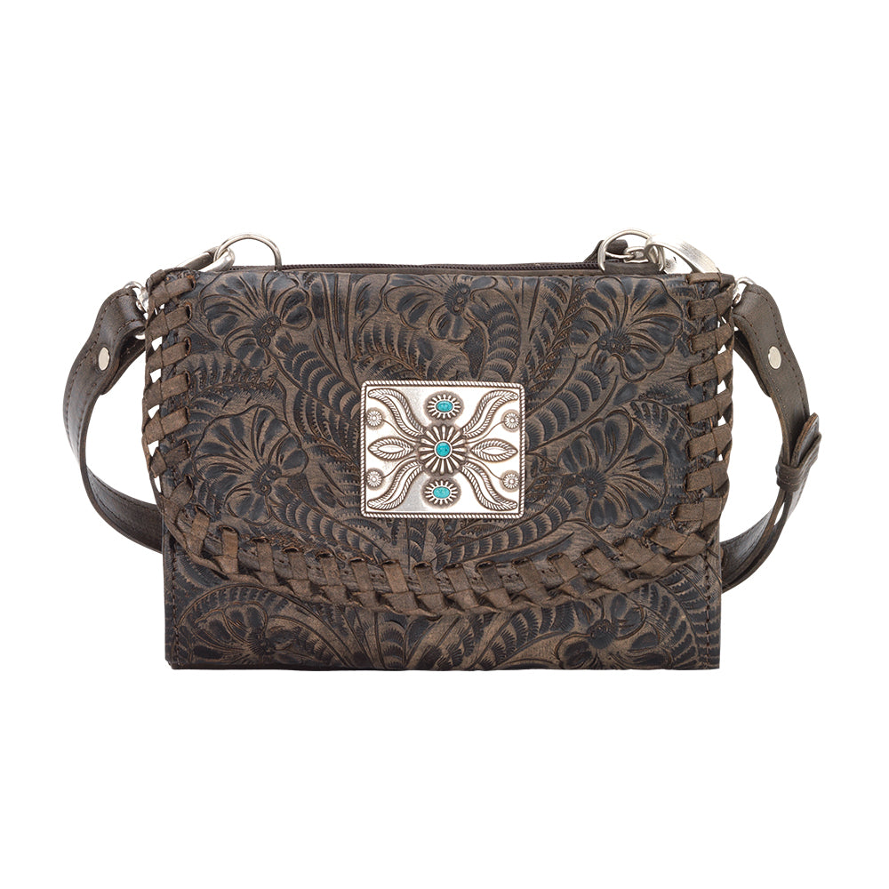 Texas Two Step Crossbody Bag/Wallet Distressed Charcoal