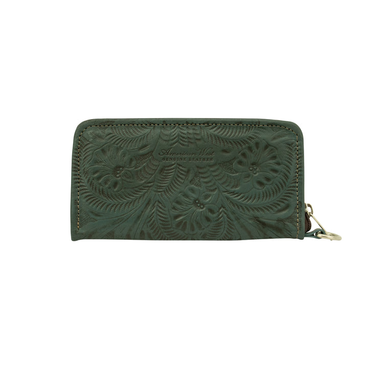 Ladies' Zip-Around Wallet with Wrist Strap Dark Turquoise