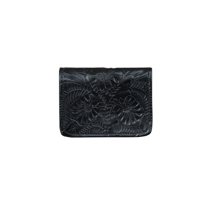 Small Ladies' Tri-Fold Wallets Black Tooled