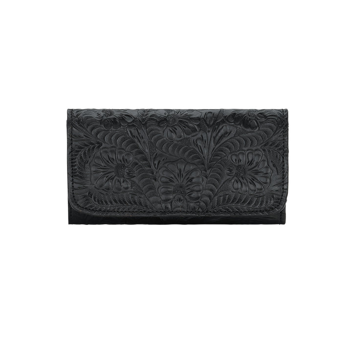 Ladies' Tri-Fold Wallets Black Tooled