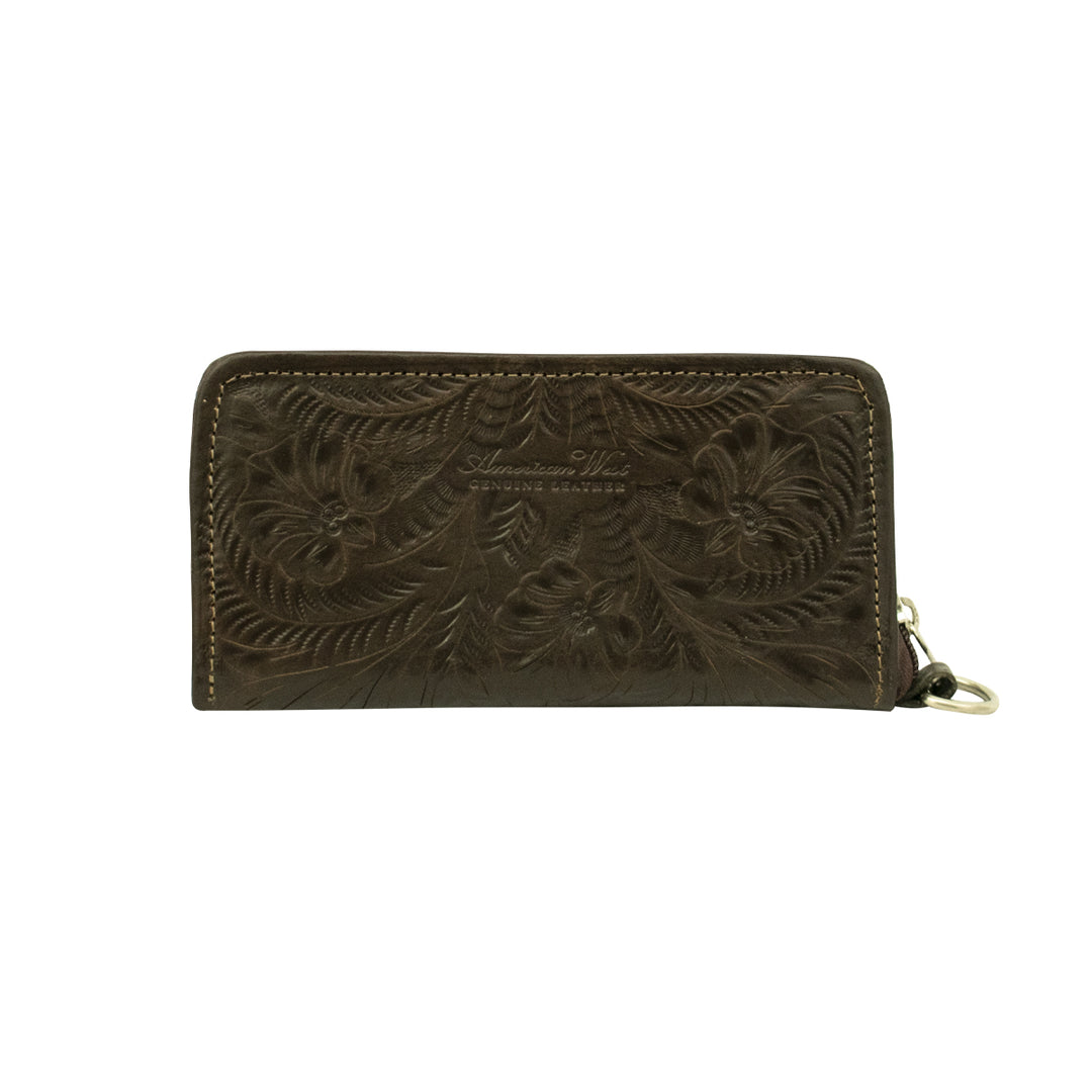 Ladies' Zip-Around Wallet with Wrist Strap Chocolate