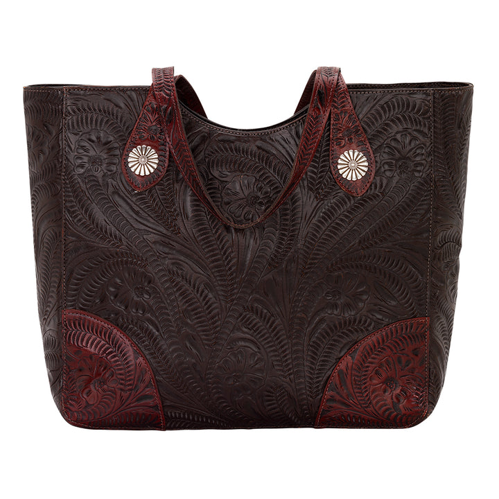 Annie's Secret Collection Large Zip Top Tote With Secret Compartment Chocolate