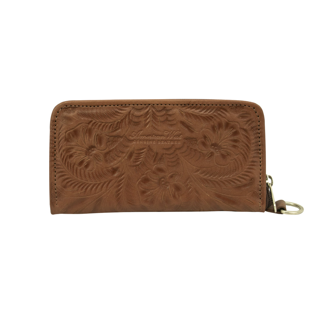 Ladies' Zip-Around Wallet with Wrist Strap Antique Brown