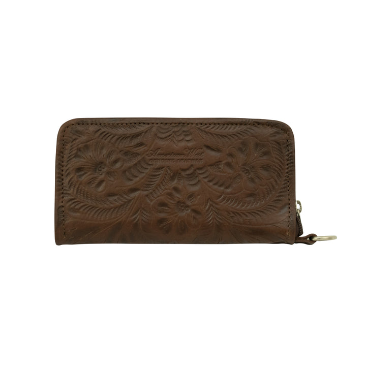 Ladies' Zip-Around Wallet with Wrist Strap Chestnut Brown