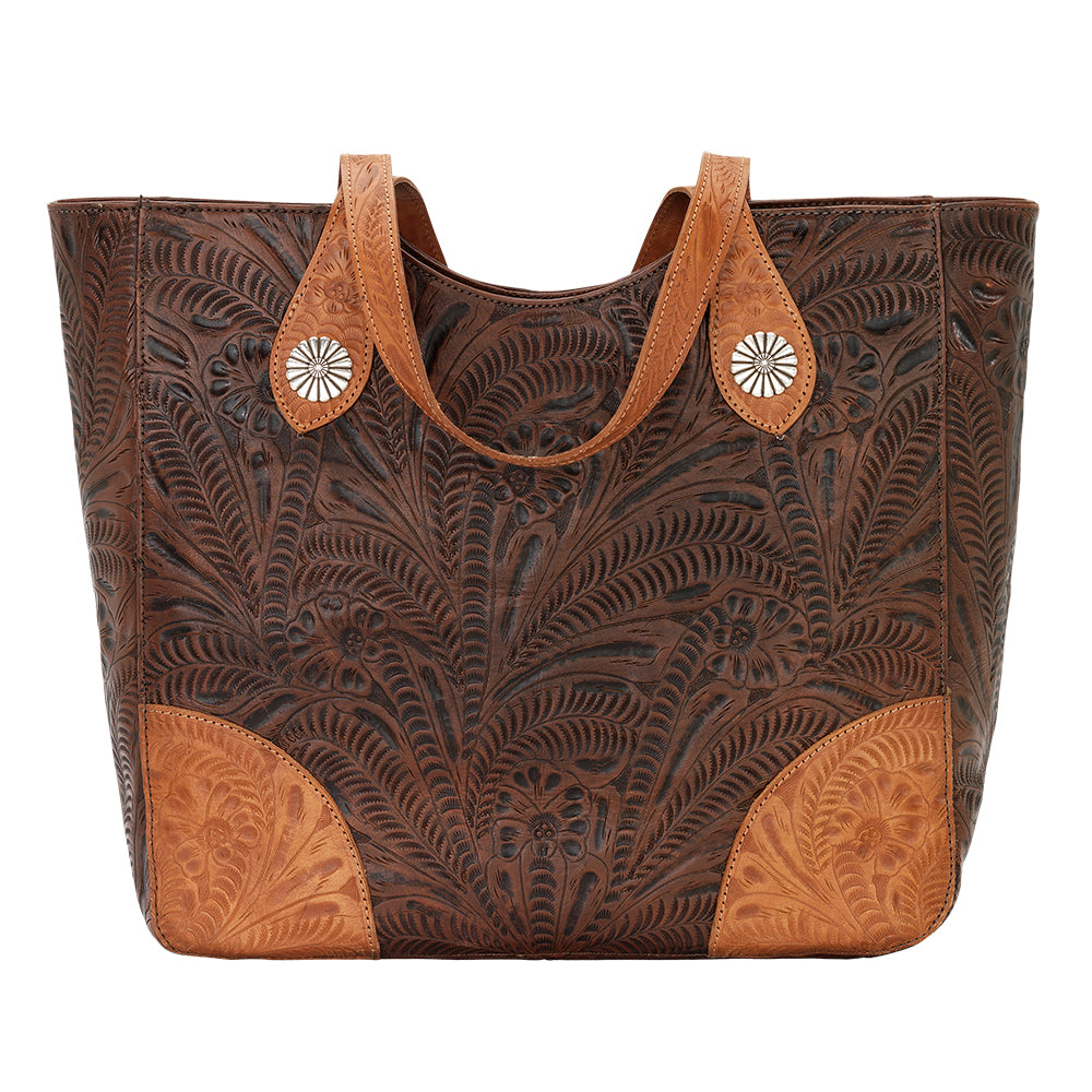 Annie's Secret Collection Large Zip Top Tote With Secret Compartment Chestnut Brown