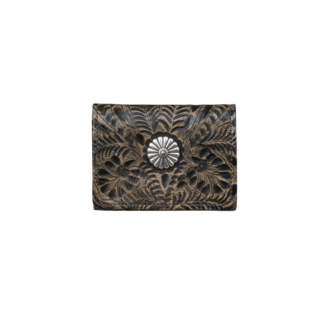 Small Ladies' Tri-Fold Wallets Distressed Charcoal