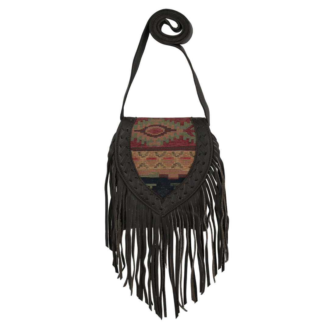 Fringed Cowgirl Flap Bag Crossbody Aztec Tapestry