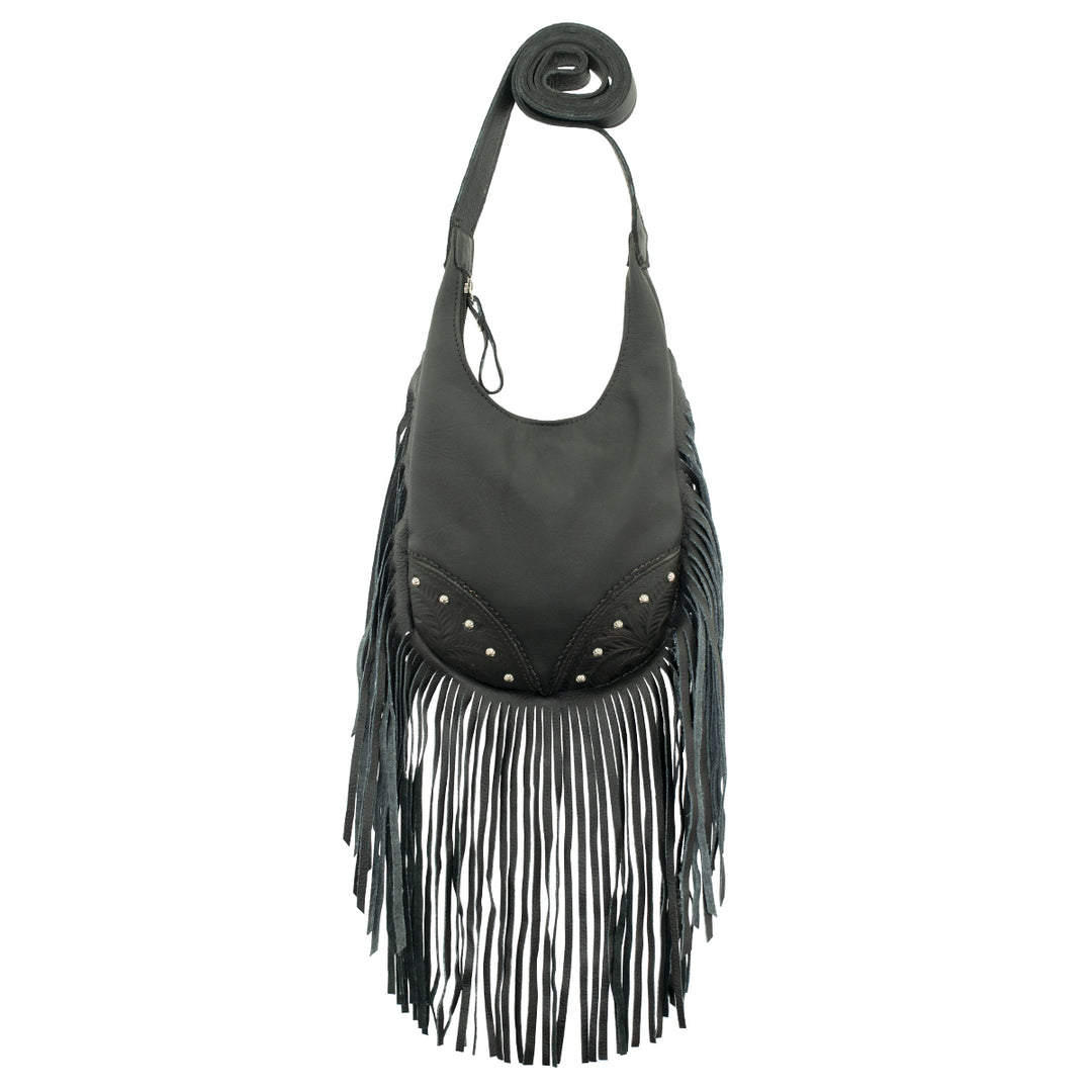 Fringed Cowgirl Hobo Crossbody Black