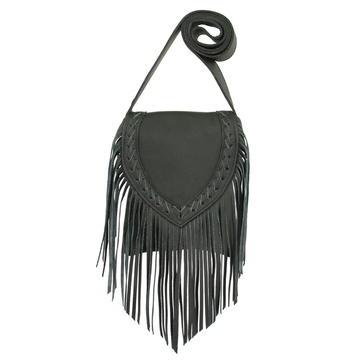 Fringed Cowgirl Flap Bag Crossbody Black