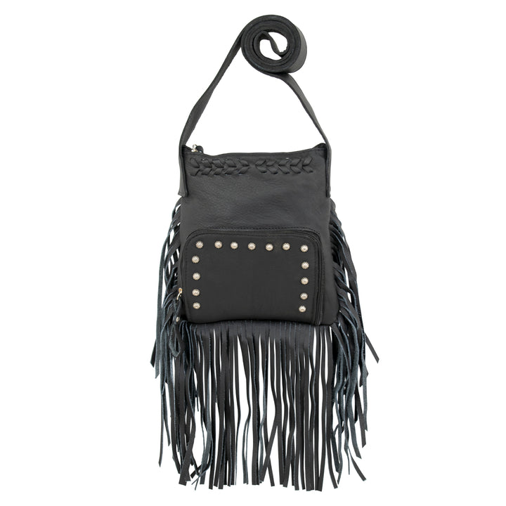 Fringed Cowgirl Crossbody w/ Front Compartment Black