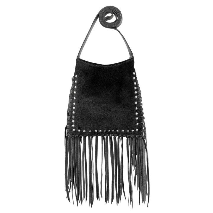 Cowgirl Fringed Messenger Crossbody Black