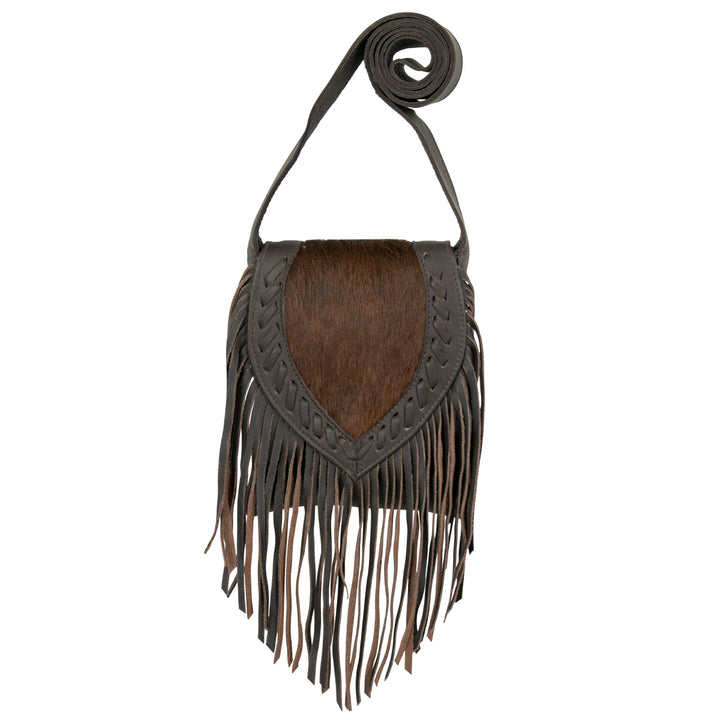 Fringed Cowgirl Flap Bag Crossbody Brindle Hair-On