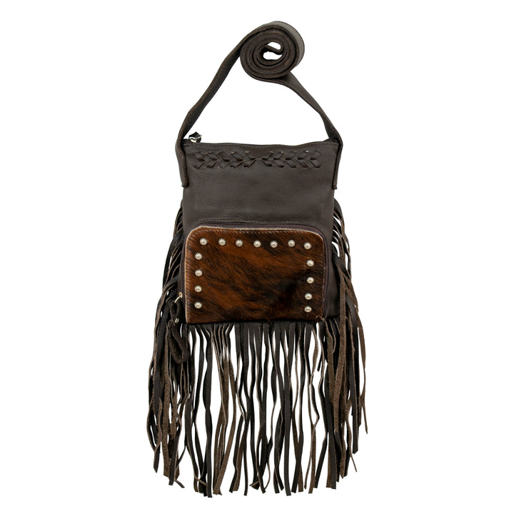 Fringed Cowgirl Crossbody w/ Front Compartment Brindle Hair-On