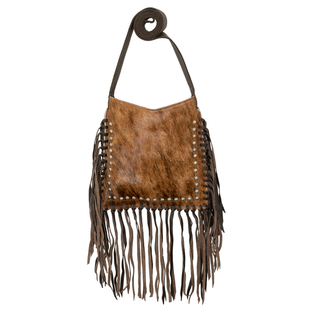 Cowgirl Fringed Messenger Crossbody Brindle Hair-On