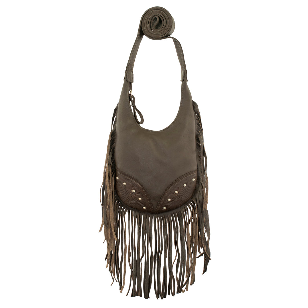 Fringed Cowgirl Hobo Crossbody Brown