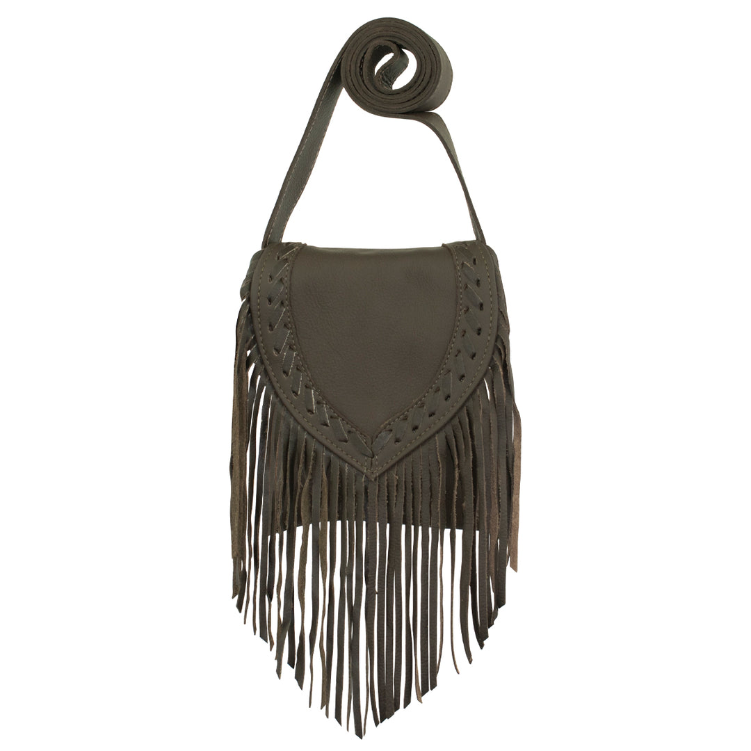 Fringed Cowgirl Flap Bag Crossbody Brown