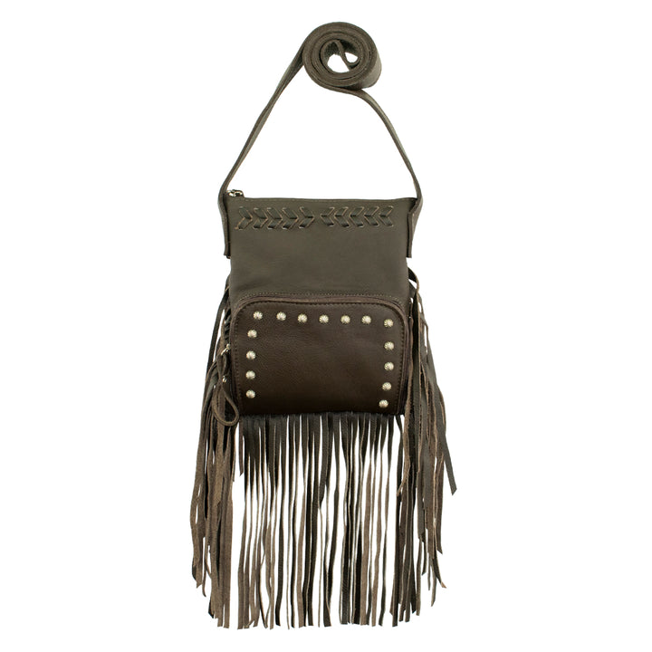 Fringed Cowgirl Crossbody w/ Front Compartment Brown