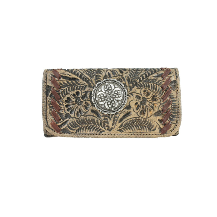 Lariats & Lace Ladies' Tri-Fold Wallet Distressed Charcoal