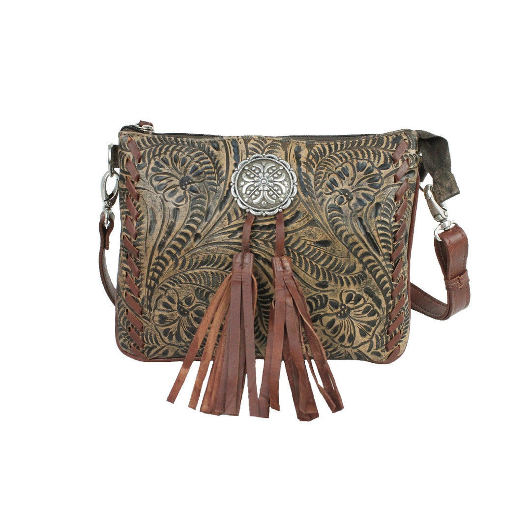 Lariats & Lace Multi-Compartment Crossbody Distressed Charcoal