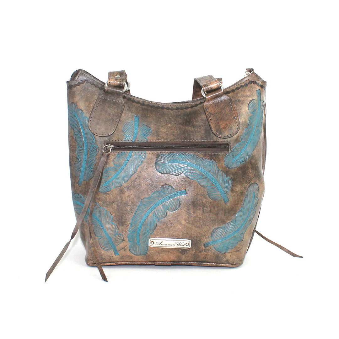 American West handbag purse described as Colorful Sacred Bird Bucket Tote