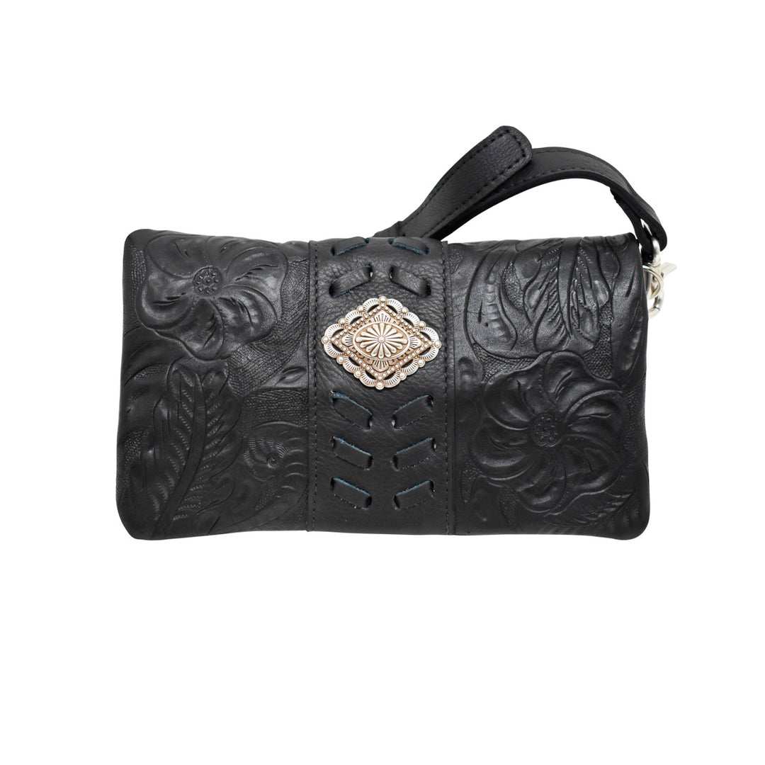 Grab-And-Go Foldover Crossbody Black Tooled