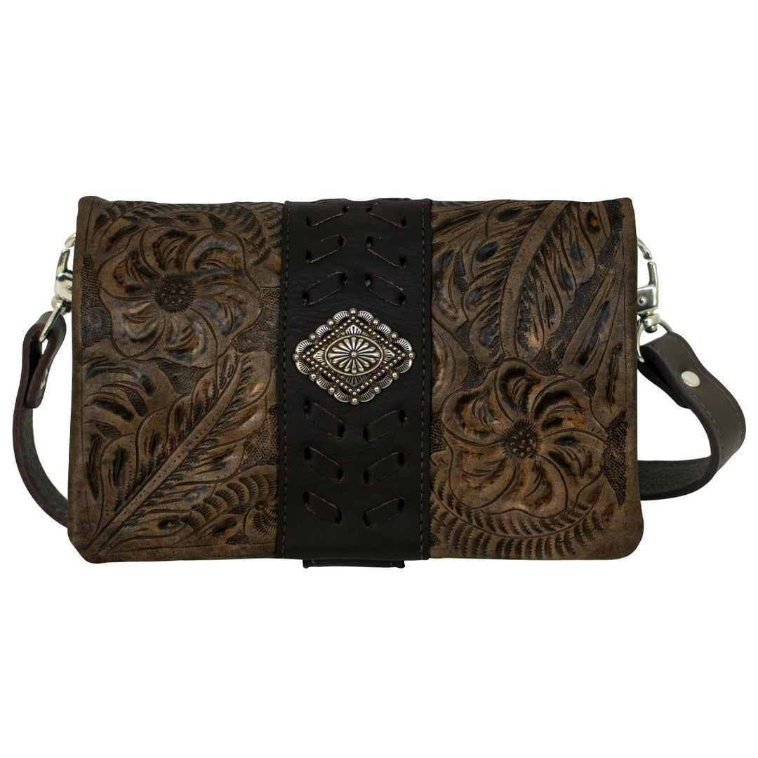 Large Grab-And-Go Foldover Crossbody Distressed Charcoal