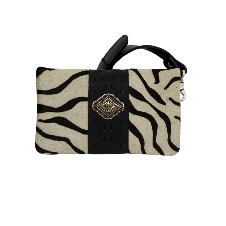 Grab-And-Go Foldover Crossbody Zebra Hair-On