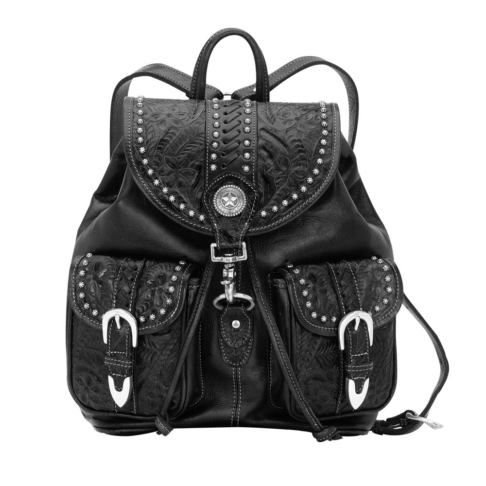 Retro Romance Backpack Black Tooled