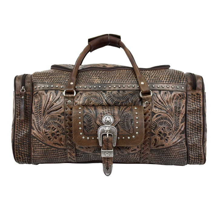 Retro Romance Zip Around Rodeo Bag With Front Pouch And Side Zipper Pockets Distressed Charcoal