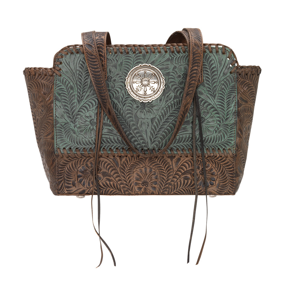 Annie's Secret Collection Zip Top Tote With Secret Compartment Marine Turquoise