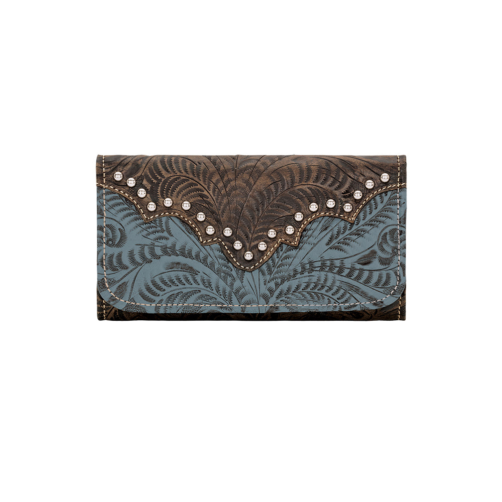 American West Annie's Secret Collection Tri-Fold Ladies' Wallet Denim Blue