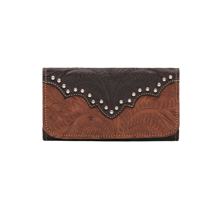 American West Annie's Secret Collection Tri-Fold Ladies' Wallet Antique Brown