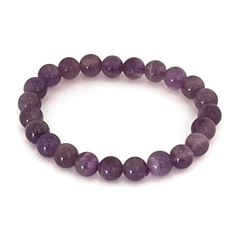 Amethyst Gemstone Elastic 6-8 mm Round Bead Bracelet