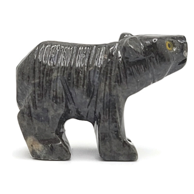 Bear Dolomite Spirit Animal Figurine A - Black