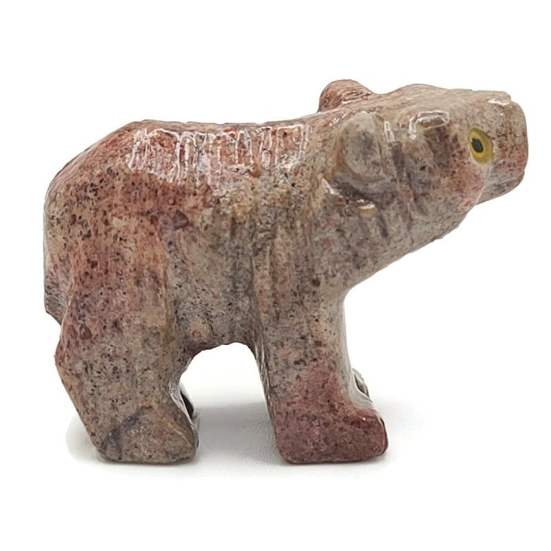 Bear Dolomite Spirit Animal Figurine D - Brownish Red