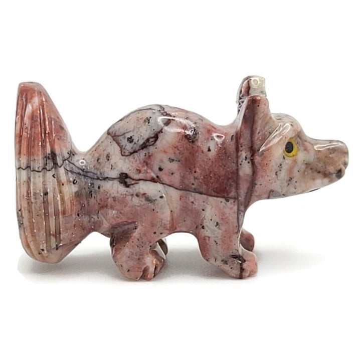 Fox Dolomite Spirit Animal Figurine E - Red Tan & Black