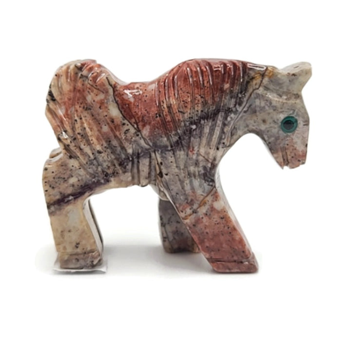 Horse Dolomite Spirit Animal Figurine C -Pinto