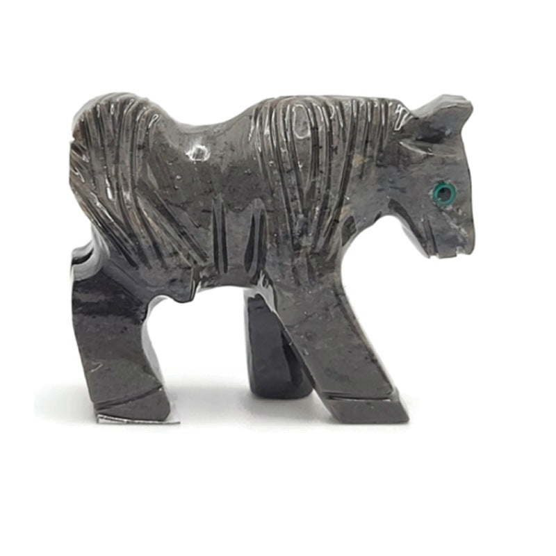 Horse Dolomite Spirit Animal Figurine E - Black