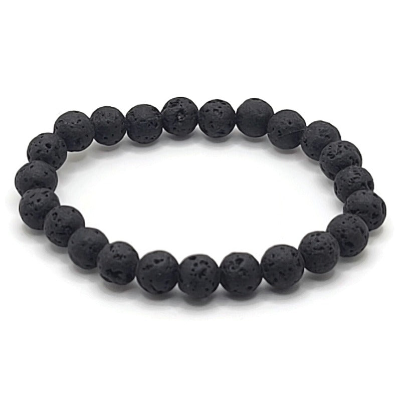 Lava Stone Elastic 8 mm Round Bead Bracelet