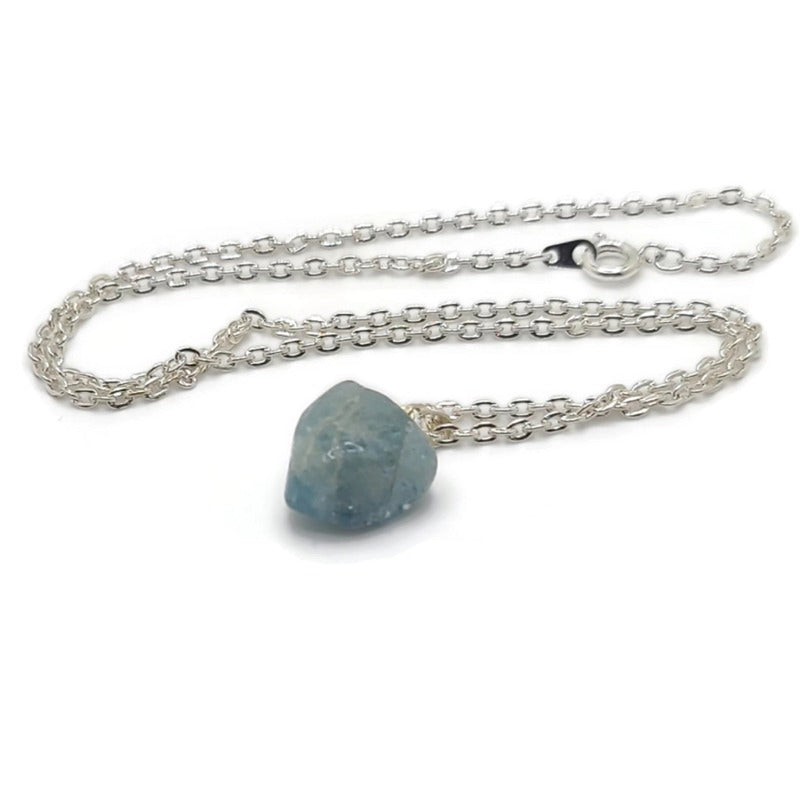 Aquamarine Tumbled Gemstone Pendant Necklace