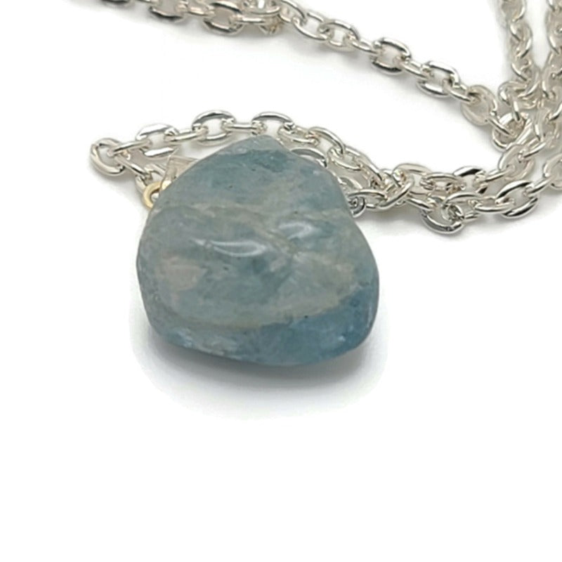 Aquamarine Tumbled Gemstone Pendant Necklace